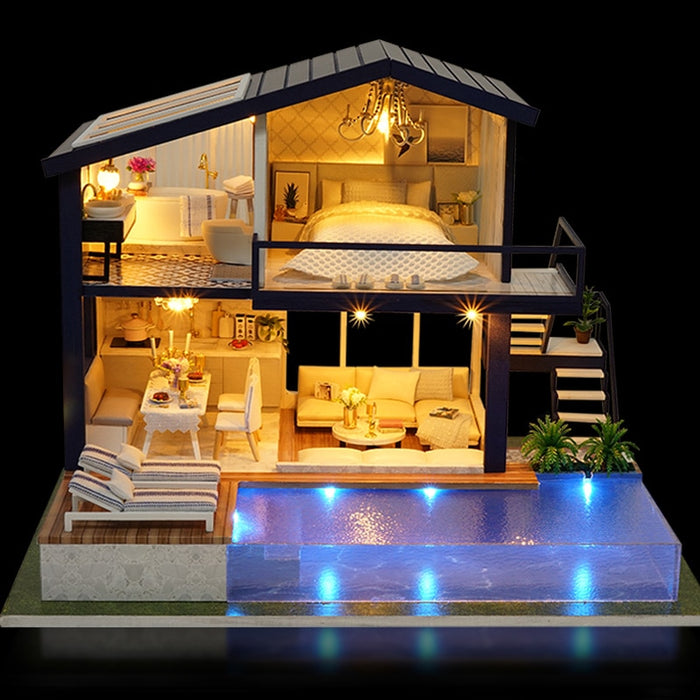 Doll House Miniature DIY Dollhouse With Furnitures Wooden House Toys For Children Birthday Gift A066