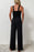 Smocked Sleeveless Wide Leg Jumpsuit with Pockets