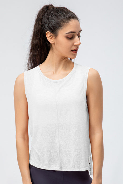 Side Slit High-Low Sleeveless Athletic Top