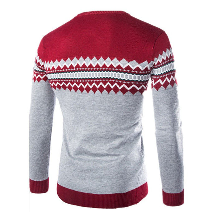 New Autumn Winter Round Neck Pullover Men Slim Fit Knitted Sweater