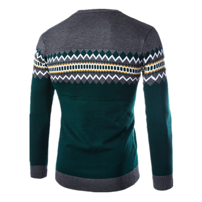 New Autumn Winter Round Neck Pullover Men Slim Fit Knitted Sweater