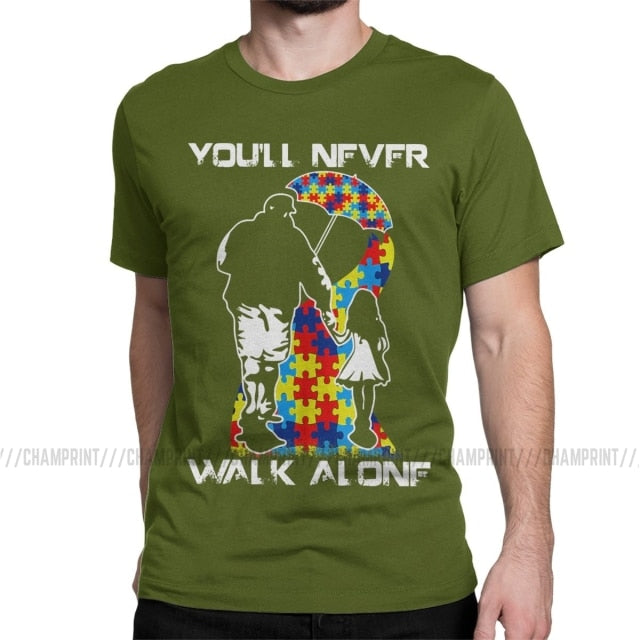 You Never Walk Alone Dad Daughter Son Autism Awareness T-Shirt