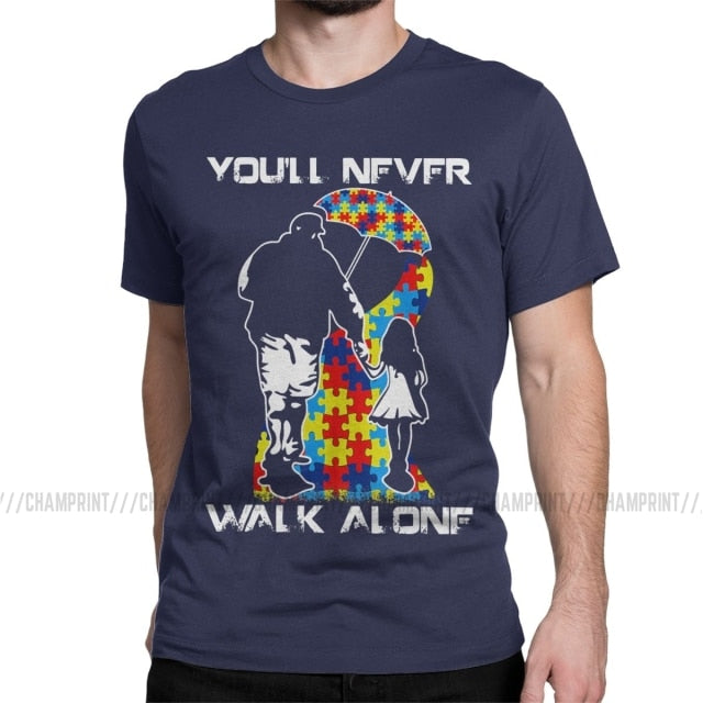 You Never Walk Alone Dad Daughter Son Autism Awareness T-Shirt