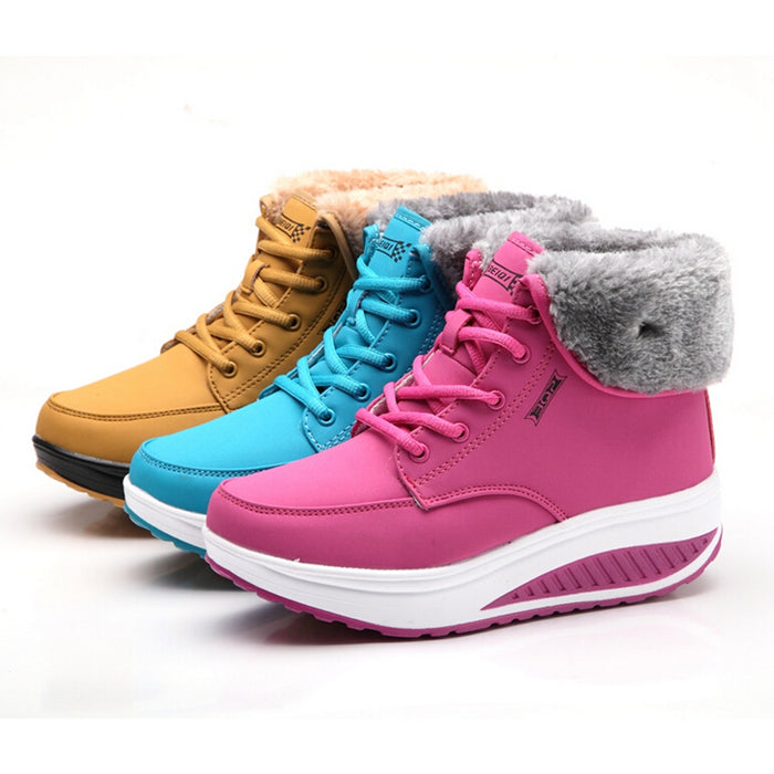 Winter Female Plus Velvet Swing Shoes Snow Platform Boots Women Thermal Cotton-padded Shoes Flat Ankle Boots