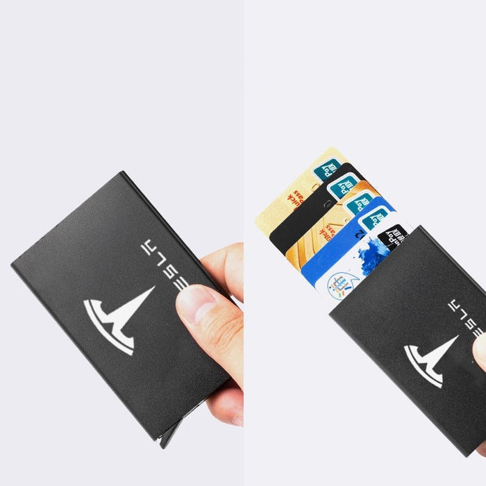 TSLA Mini Automatic Metal Anti-theft Smart Wallet Unisex Thin ID Card Holder