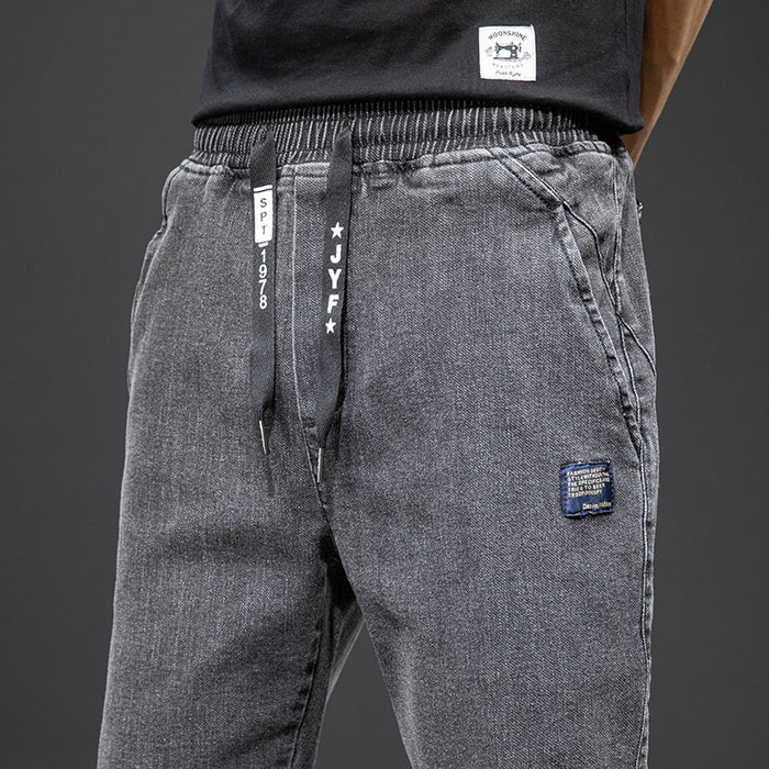 Black Blue Cargo Jeans Men Streetwear Denim Jogger