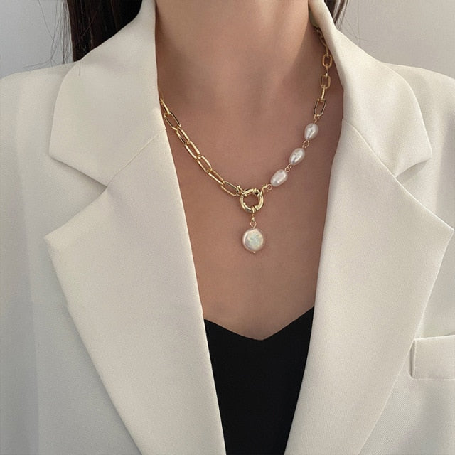 Fashion Thick Chain Toggle Clasp Necklaces