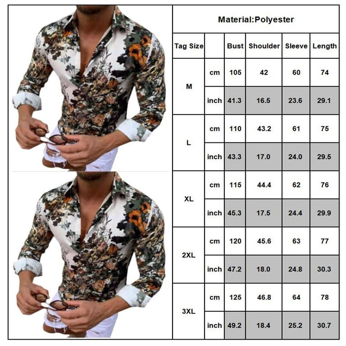 Mens Floral Slim Muscle Casual Shirts