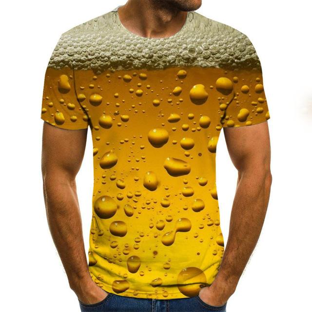 New Beer Men's Fashion Round Neck Casual Short Sleeve T-shirt