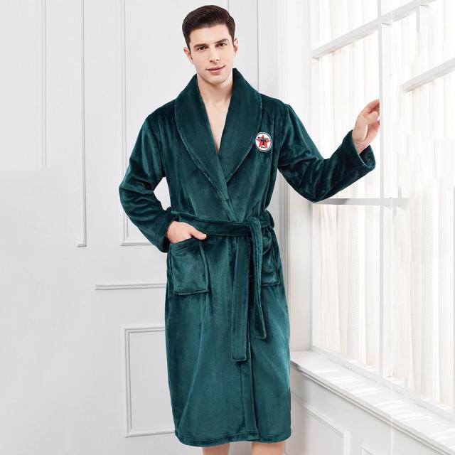 Men Casual Flannel Long Robe