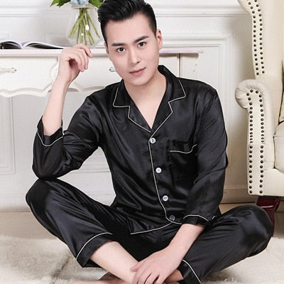 Mens Designer Silk Sleepwear Pajama Set