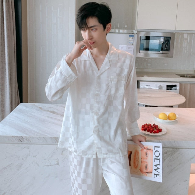 Mens Luxury Fashion Designer Silk  Pajama Set