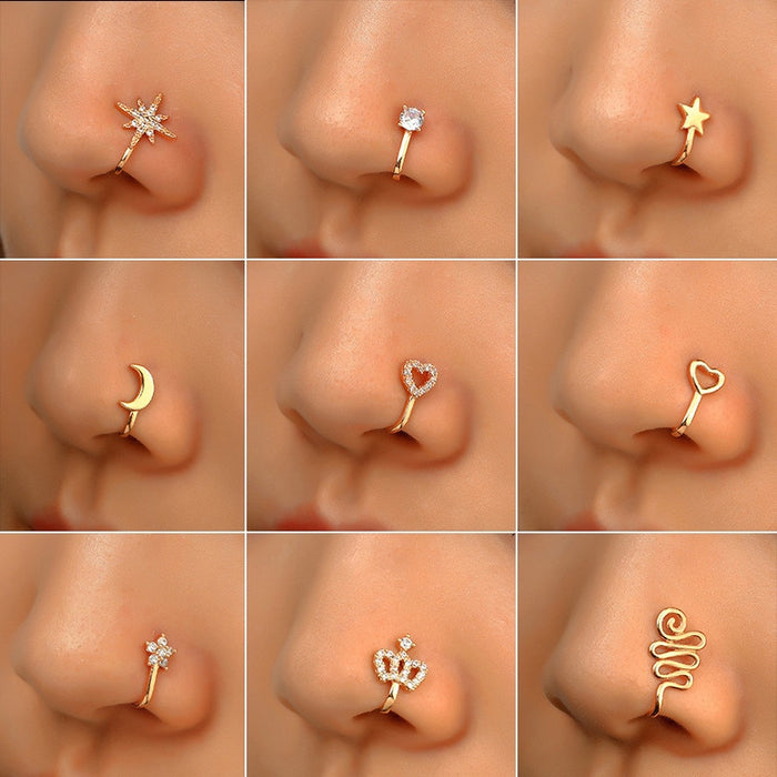 Men Women Fake Crystal Nose Piercing Body Jewelry