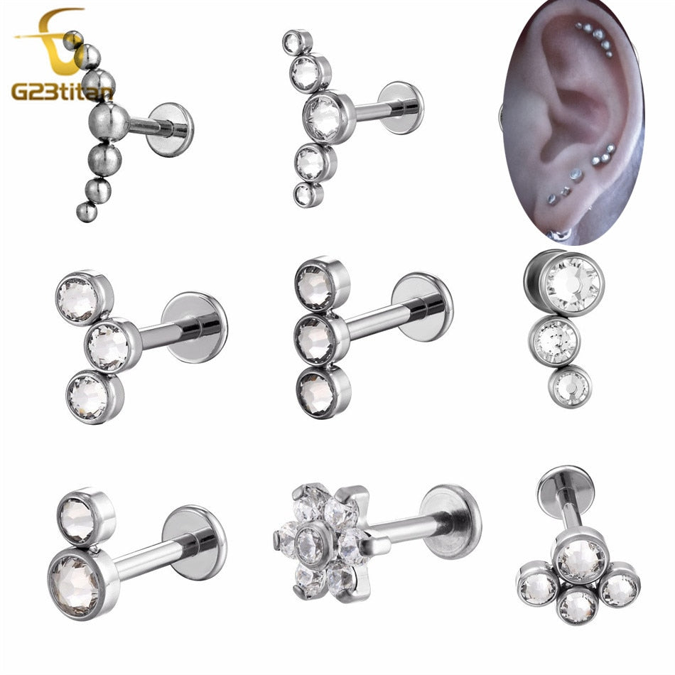 Clear Zircon Titanium Cartilage Earring