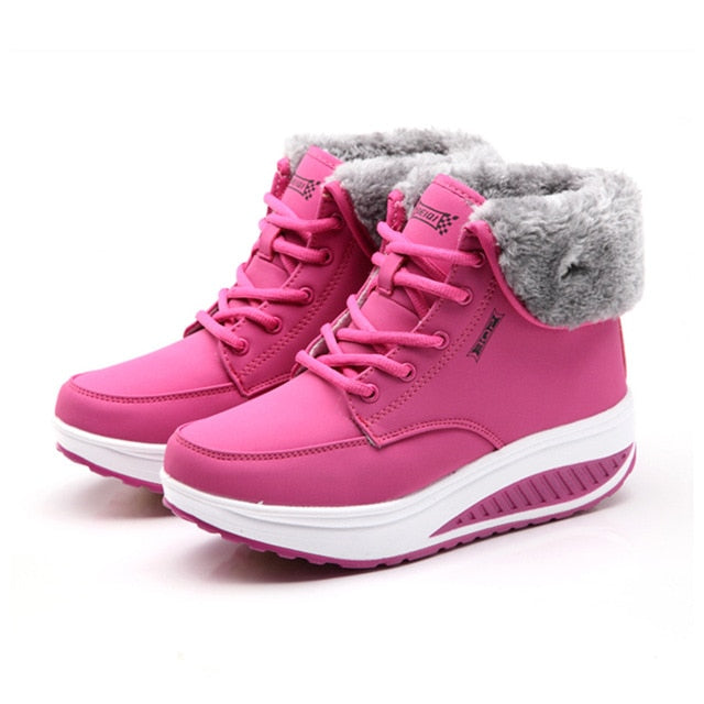 Winter Female Plus Velvet Swing Shoes Snow Platform Boots Women Thermal Cotton-padded Shoes Flat Ankle Boots