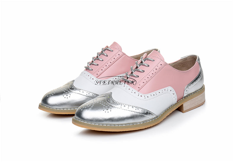 Women genuine leather casual handmade oxford shoes vintage flats shoes