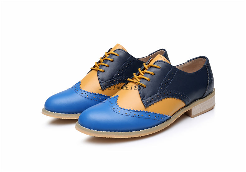 Women Genuine Leather Handmade Oxford Vintage Shoes