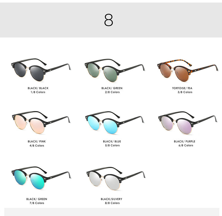 New Polarized Mens Womens Brand Designer Club Round Glasses