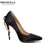 Satin Gold Mental Snake Unique Genuine Leather Pointed Toe High Heeled pumps