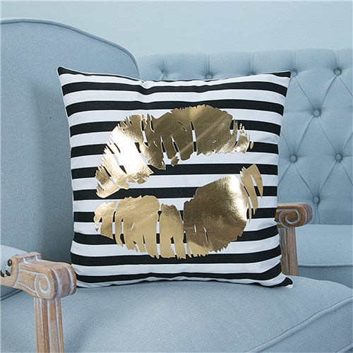 BeddingOutlet Bronzing Cushion Cover Gold Printed Pillow Cover Decorative Pillow Case