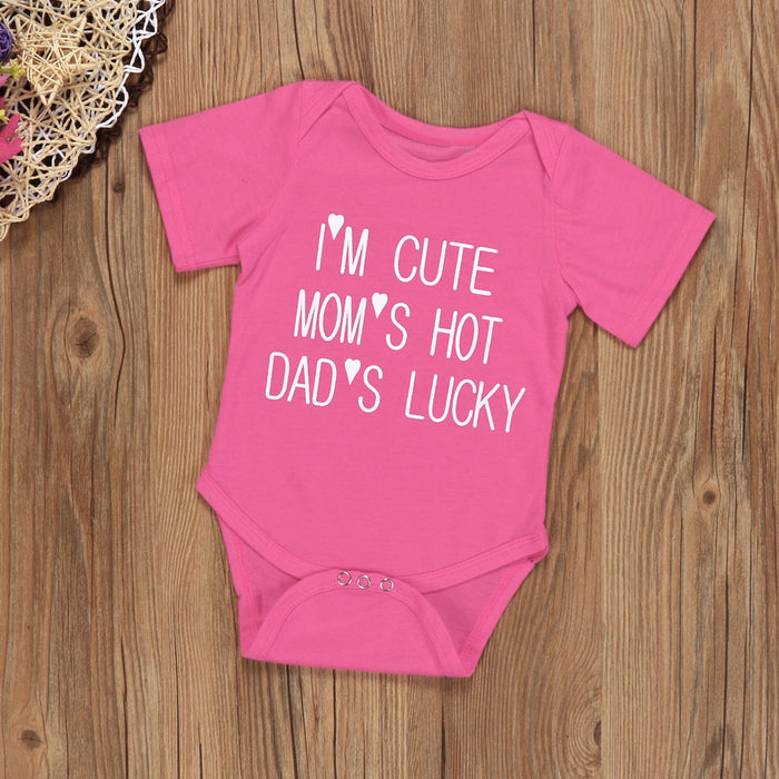 Newborn Infant Baby Boy Girl Short Sleeve Letter Print Romper Jumpsuit Clothes