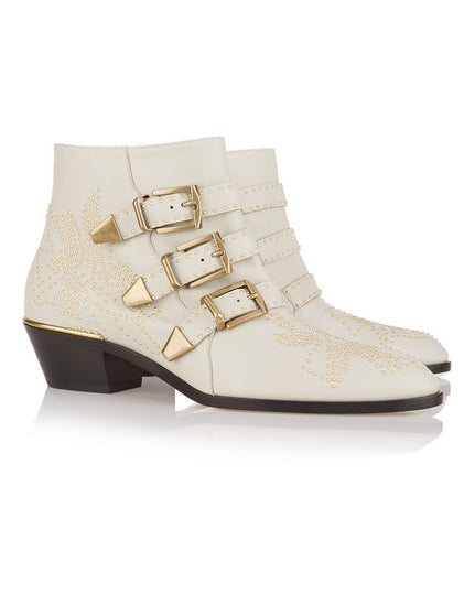 Susanna Studded Real Leather Ankle Rivet Flower Martin Luxury Velvet Boots