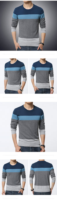 GoBliss Casual O-Neck Striped Slim Fit Mens Sweaters