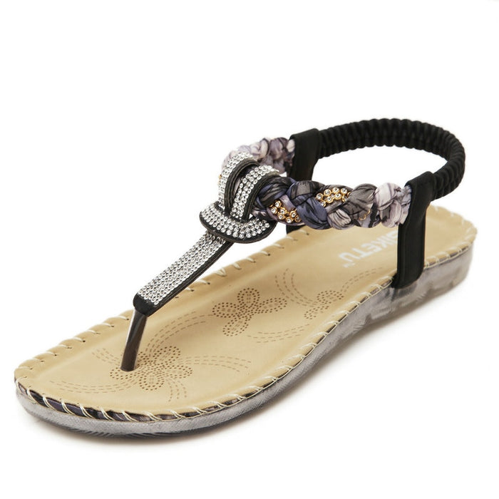 Summer Women T-strap Thong Designer Elastic Band Ladies Gladiator Sandal