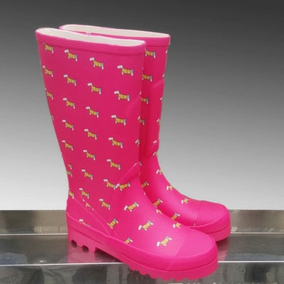 Women Rubber Rain Boots Anti-slip Animals Print Rain-boots