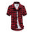 Red And Black Plaid Fashion Mens Checkered Short Sleeve Shirt