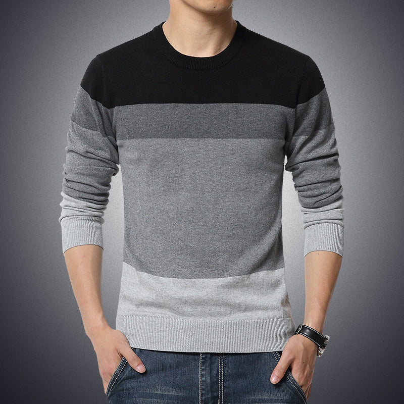 Men's Sweater O-Neck Striped Slim Fit Knittwear Mens Sweaters Pullovers