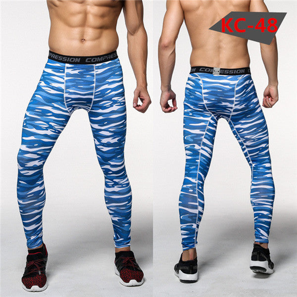 Mens Joggers Camouflage Compression Pants Tights Leggings