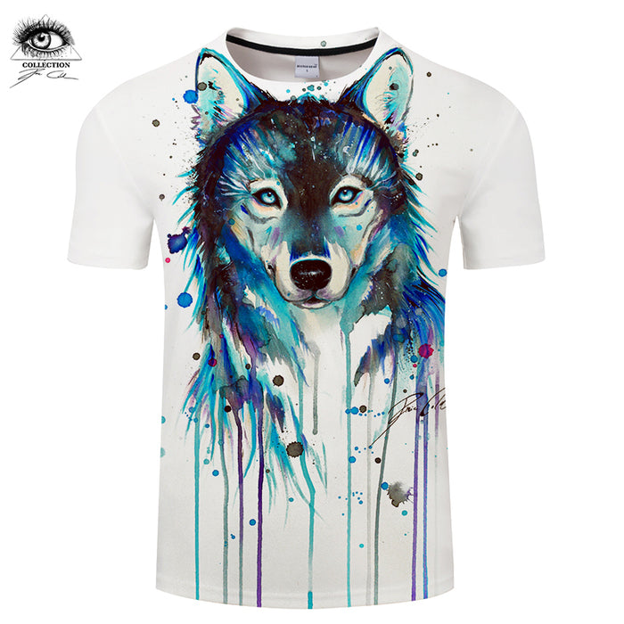 Ice Wolf by Pixie cold Art 3D Men T-shirts Wolf Printed Animal TOPS