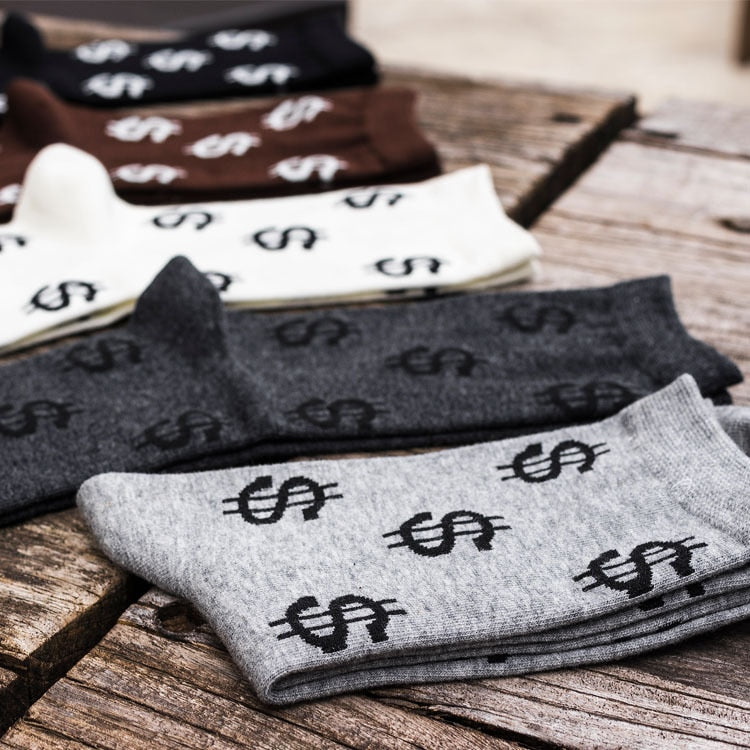 New Novelty Men's Long Socks Money Dollar 3D Patterned Socks
