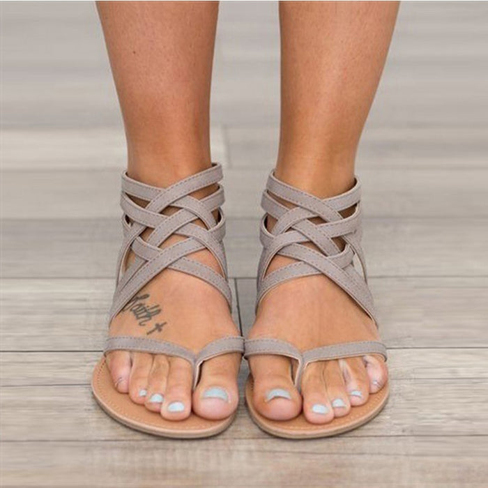 Women Fashion Gladiator Flat Rome Style Cross Tied Sandals