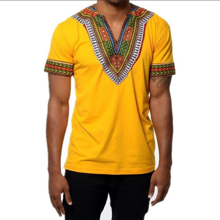 Men New Africa Print Dashiki Casual Hip Hop Tops Tees Africa Clothing