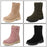 Pink snow boots plush inside slip-on mid-calf flock womens boots