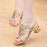 Designer Ladies Slides Slippers Sandals Crystal Peep Toe Middle Heels