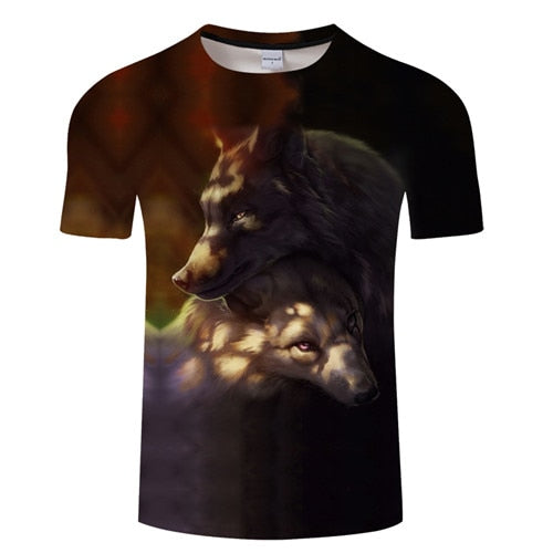 Black Wolf Men t-shirt Anime Tee 3D Top Camiseta Streatwear ShortSleeve O-neck
