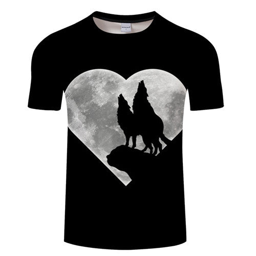 Black Wolf Men t-shirt Anime Tee 3D Top Camiseta Streatwear ShortSleeve O-neck