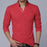 Men Polo shirt Solid Color Long-Sleeve Slim Fit Shirt
