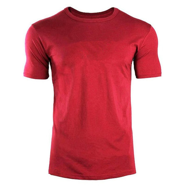 Gyms Fitness Workout Slim O-Neck T-shirt Male Tee Tops