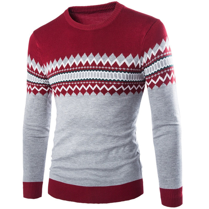 New Autumn Winter Round Neck Pullover Men Slim Fit Knitted Sweater