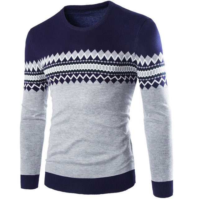 New Autumn Winter Round Neck Pullover Men Slim Fit Knitted Sweater