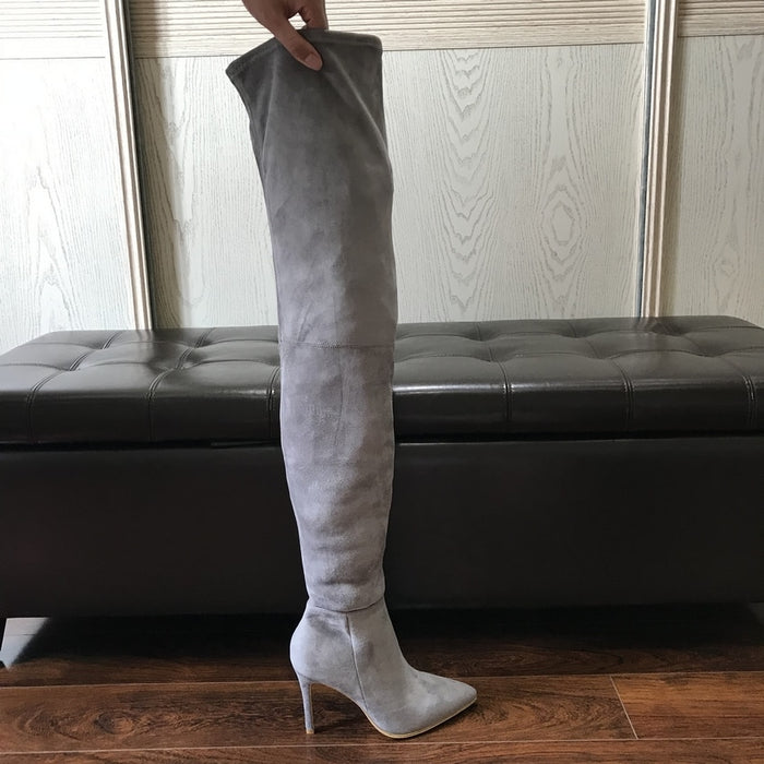 Women Long Stretch Slim Thigh High Fashion Over the Knee High Heels Boots
