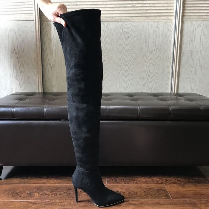Women Long Stretch Slim Thigh High Fashion Over the Knee High Heels Boots
