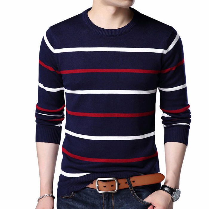 Pullover Men Brand Clothing Wool Slim fit Sweater Men Casual Striped Pull Jumper Men
