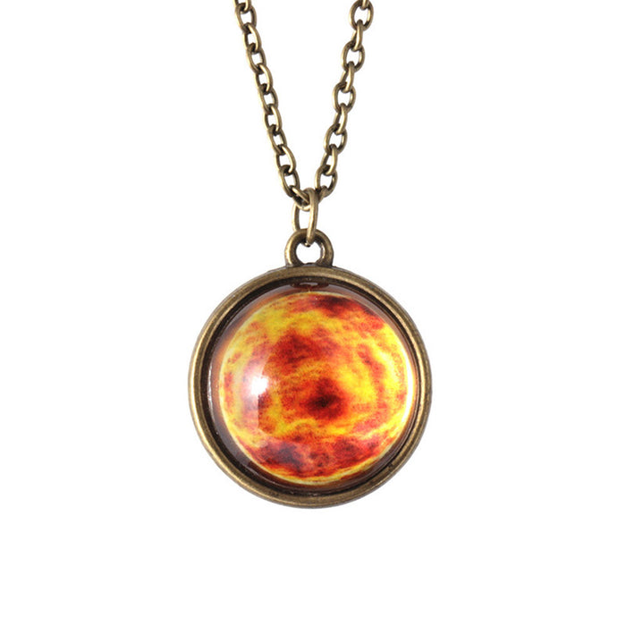 Solar System Necklace Pendant Planet Necklace Galaxy Double Sided Glass Dome