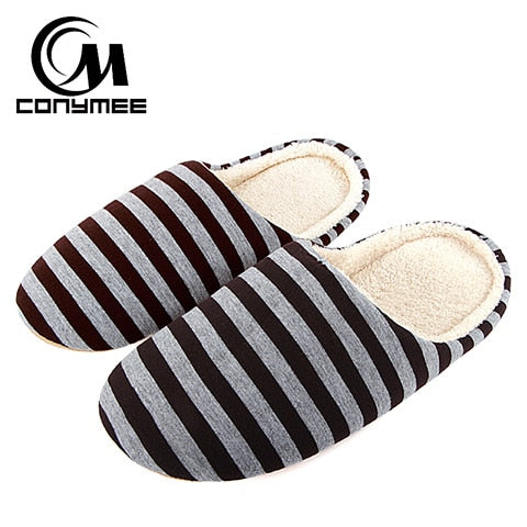 Male Indoor Cotton Shoes Pantuflas Warm Plush Slipper