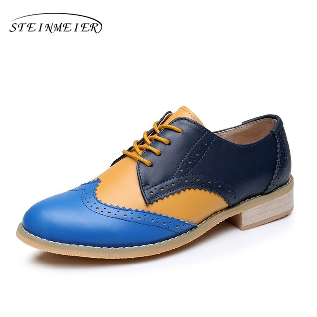 Women Genuine Leather Handmade Oxford Vintage Shoes